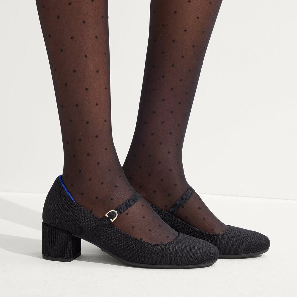 NWOB Rothy’s The Mary Jane Heel Black Comfort Academia Preppy Size 12.5